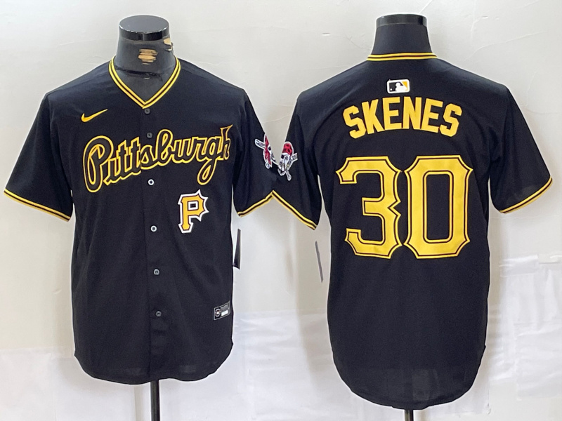 Men's Pittsburgh Pirates #30 Paul Skenes Black Stitched Baseball Jersey 2