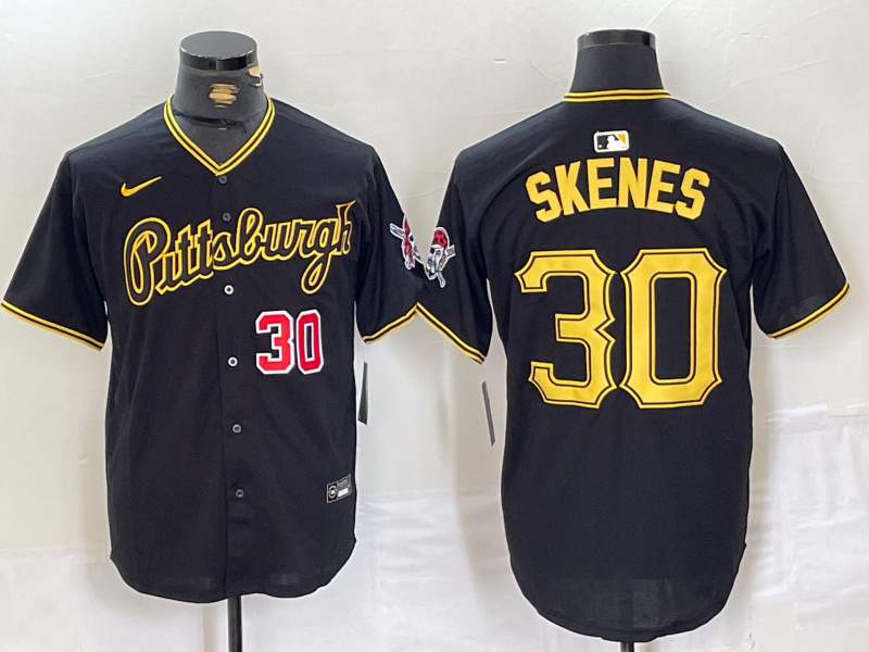 Men's Pittsburgh Pirates #30 Paul Skenes Black Stitched Baseball Jersey 1