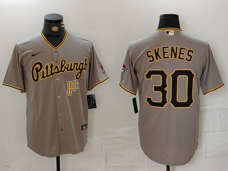 Men's Pittsburgh Pirates #30 Paul Skenes Grey Stitched Baseball Jersey