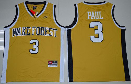 Demon Deacons #3 Chris Paul Gold Basketball Stitched NCAA Jersey