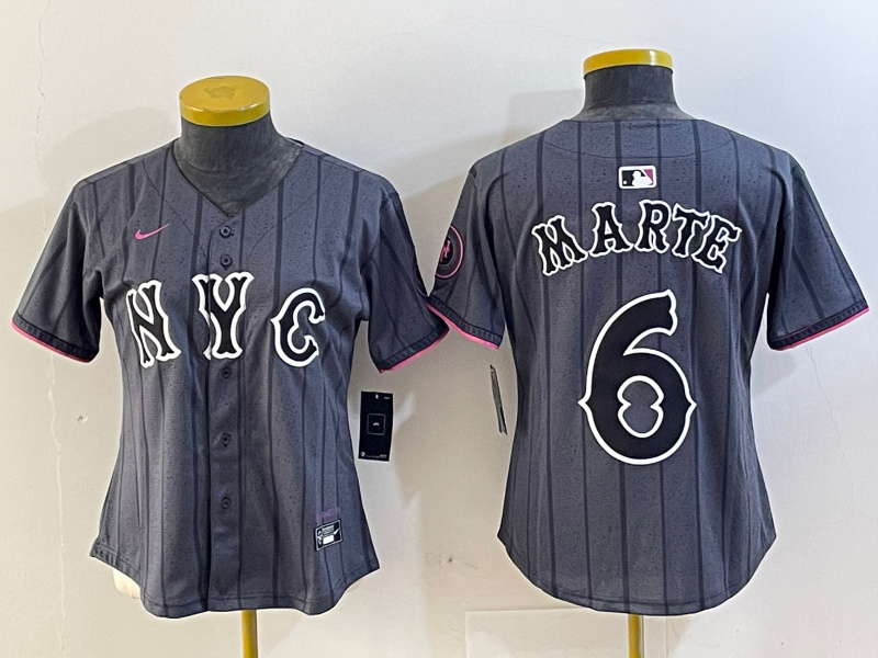 Women's New York Mets Graphite 2024 City Connect Limited Stitched Baseball Jersey 1