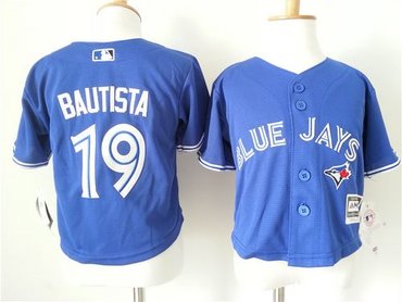 Toddler Toronto Blue Jays #19 Jose Bautista Blue Cool Base Stitched Baseball Jersey