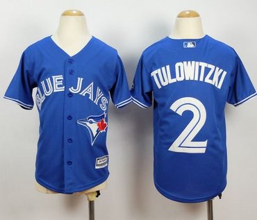 Youth Toronto Blue Jays #2 Troy Tulowitzki Blue Cool Base Baseball Jersey