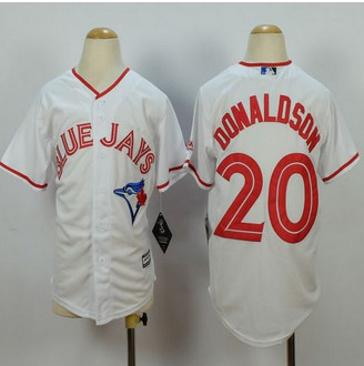 Youth Toronto Blue Jays #20 Josh Donaldson White 2015 Canada Day Stitched Baseball Jersey