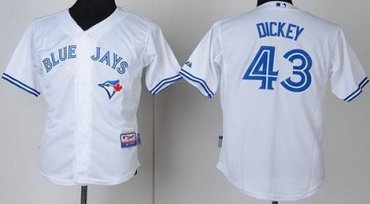 Kids Toronto Blue Jays 43 R.A Dickey White Cool Base MLB Jerseys