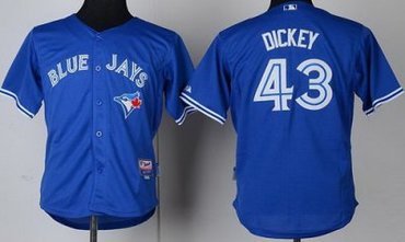 Kids Toronto Blue Jays 43 R.A Dickey Blue Cool Base MLB Jerseys