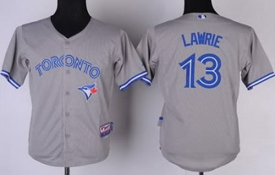 Kids Toronto Blue Jays 13 Brett Lawrie Grey MLB Jerseys