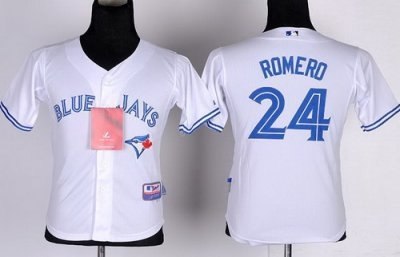 youth kids toronto blue jays 24# romero white 2012 mlb jerseys