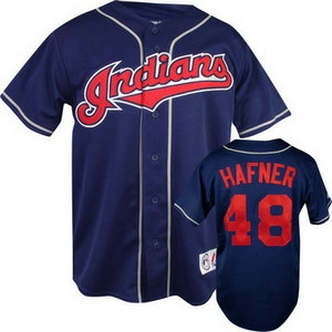 cleveland indians #48 hafner blue jersey