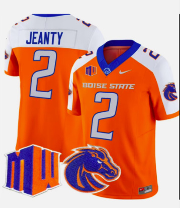 MEN Boise State Broncos #2 Ashton Jeanty Orange White Nike Vapor Limited Football Jersey