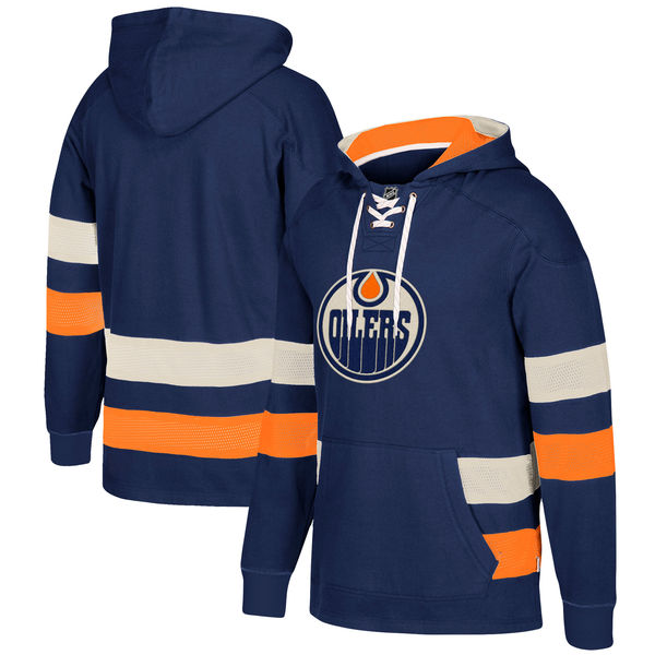 Edmonton Oilers Navy Men's Customized All Stitched Hooded Sweatshirt