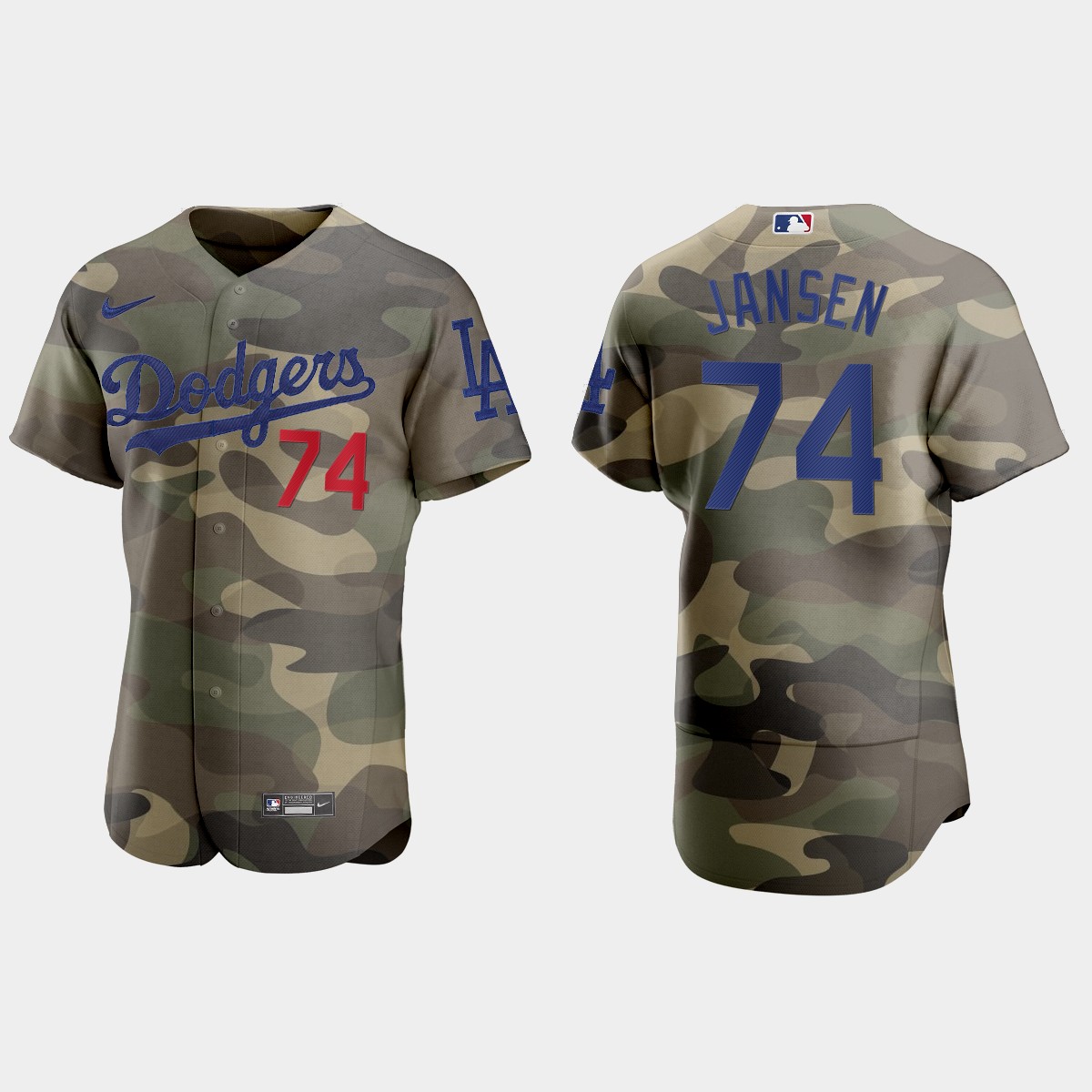 Los Angeles Dodgers #74 Kenley Jansen Men's Nike 2021 Armed Forces Day Authentic MLB Jersey -Camo