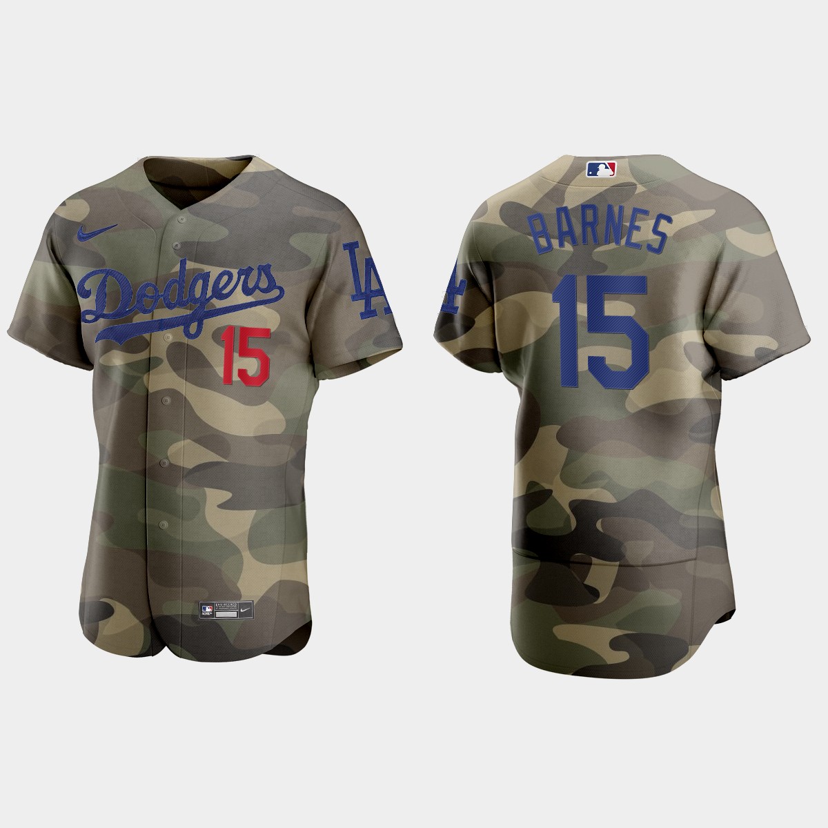 Los Angeles Dodgers #15 Austin Barnes Men's Nike 2021 Armed Forces Day Authentic MLB Jersey -Camo