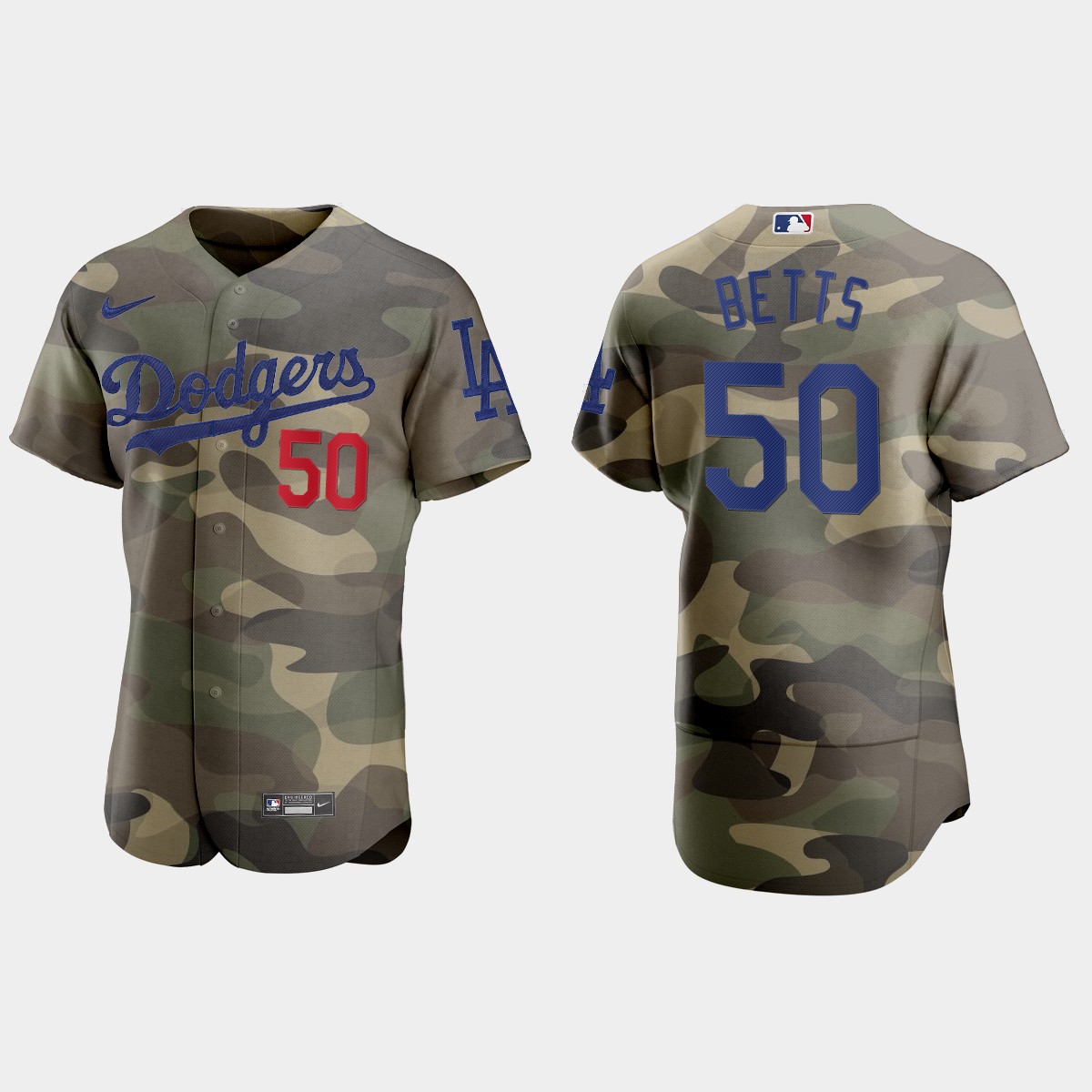 Los Angeles Dodgers #50 Mookie Betts Men's Nike 2021 Armed Forces Day Authentic MLB Jersey -Camo