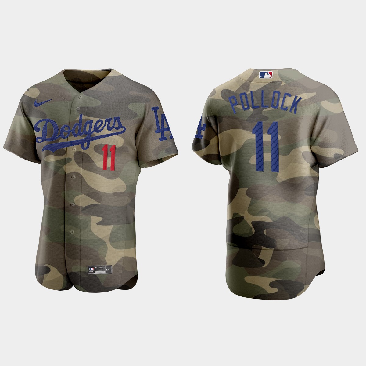 Los Angeles Dodgers #11 A.J. Pollock Men's Nike 2021 Armed Forces Day Authentic MLB Jersey -Camo