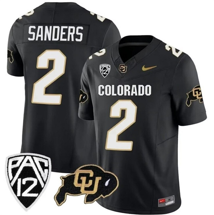 Men's Colorado Buffaloes #2 Shedeur Sanders Black 2023 F.U.S.E. Stitched Football Jersey