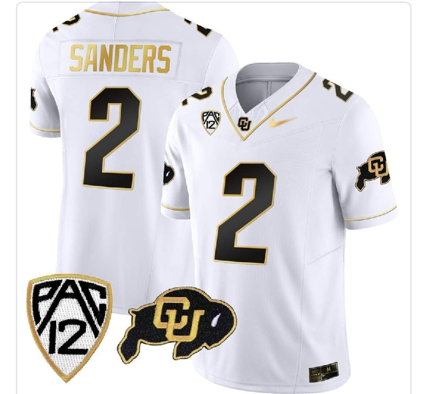 2023 Colorada Buffaloes #2 Shedeur Sanders White Vapor Limited Jerseys (2)