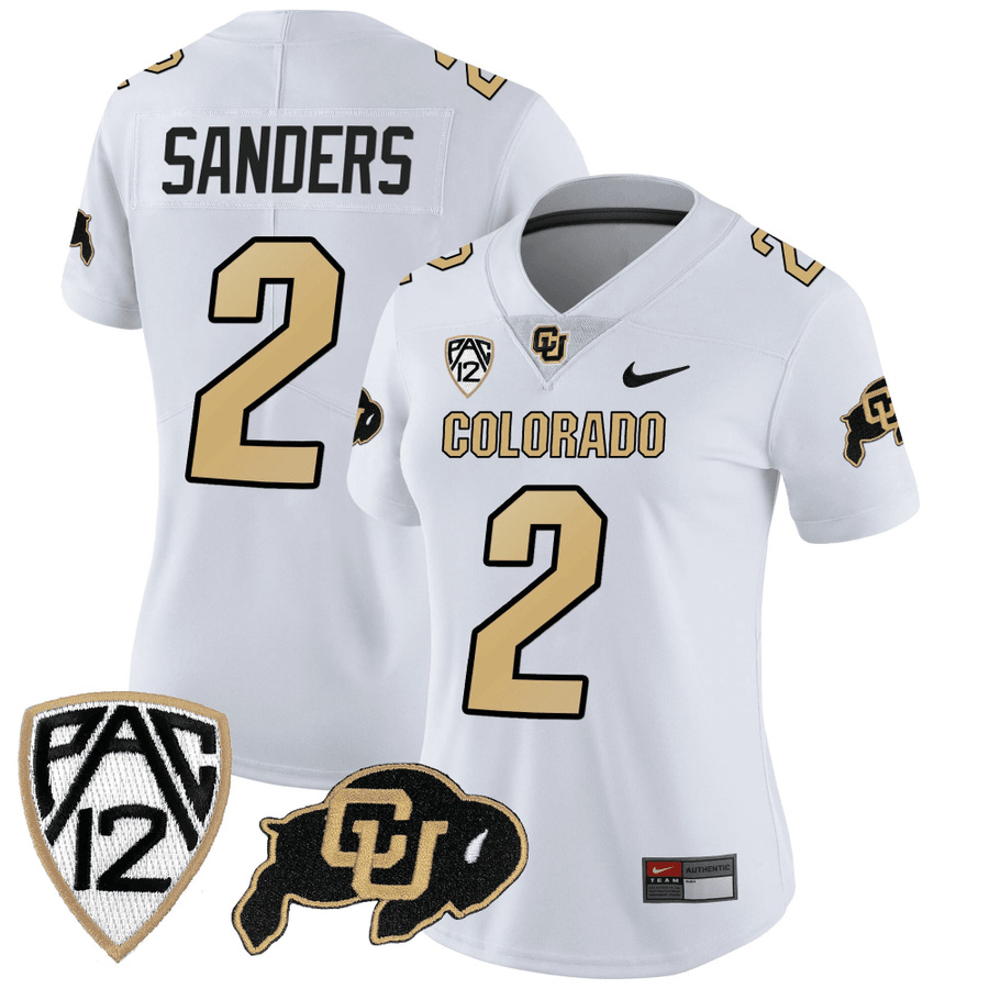 2023 Women Colorada Buffaloes #2 Shedeur Sanders White Vapor Limited Jerseys