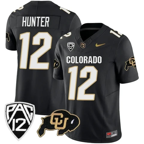 2023 Colorada Buffaloes #12 TRAVIS HUNTER Black Vapor Limited Jerseys