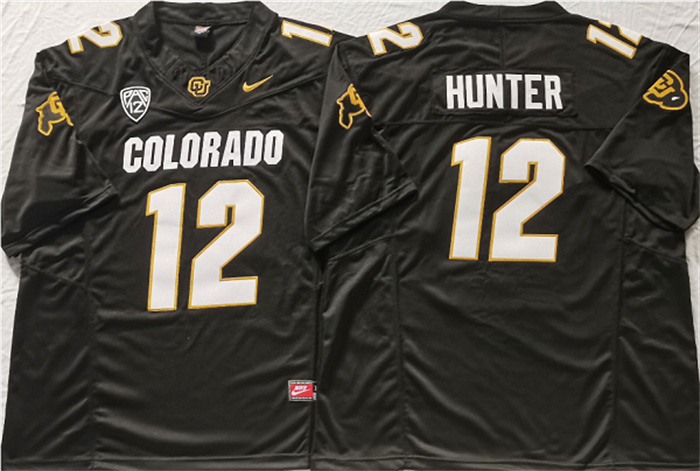 Men's Colorado Buffaloes #12 Travis Hunter Black With PAC-12 Patch Stitched Football Jersey