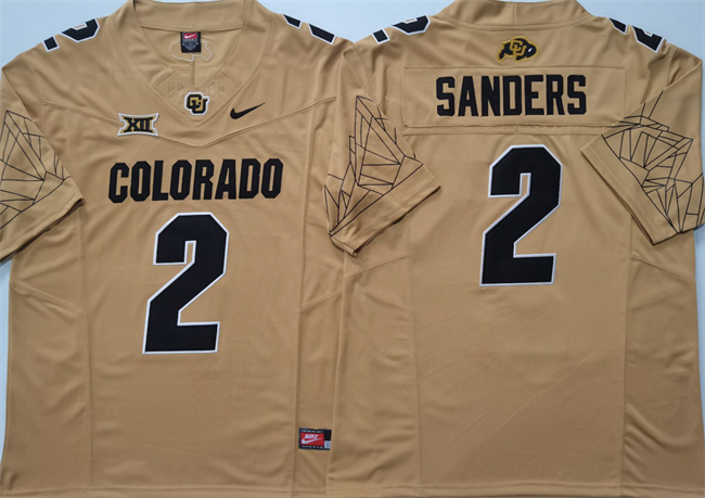 Men's Colorado Buffaloes #2 Shadeur Sanders Brown 2024 With Big 12 XII Patch 2024 F.U.S.E Stitched Football Jersey