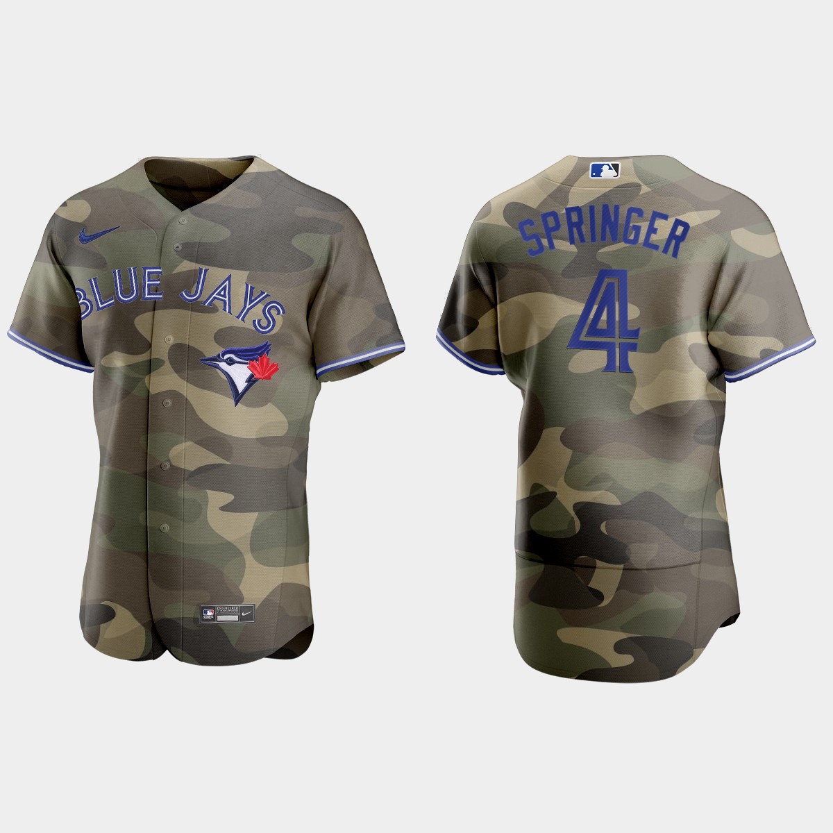 Toronto Blue Jays #4 George Springer Men's Nike 2021 Armed Forces Day Authentic MLB Jersey -Camo