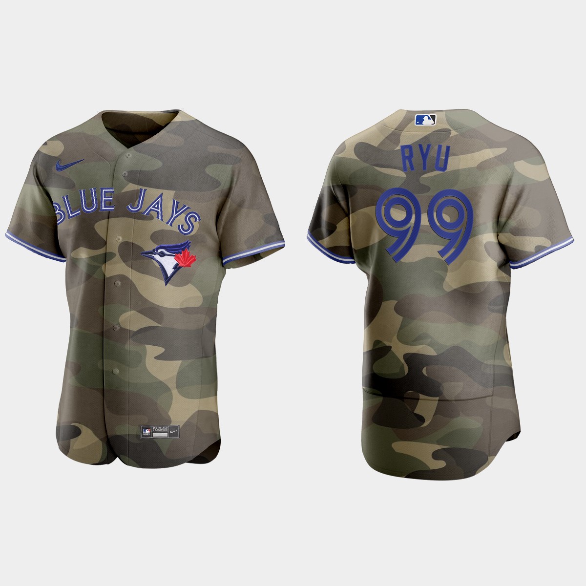 Toronto Blue Jays #99 Hyun Jin Ryu Men's Nike 2021 Armed Forces Day Authentic MLB Jersey -Camo