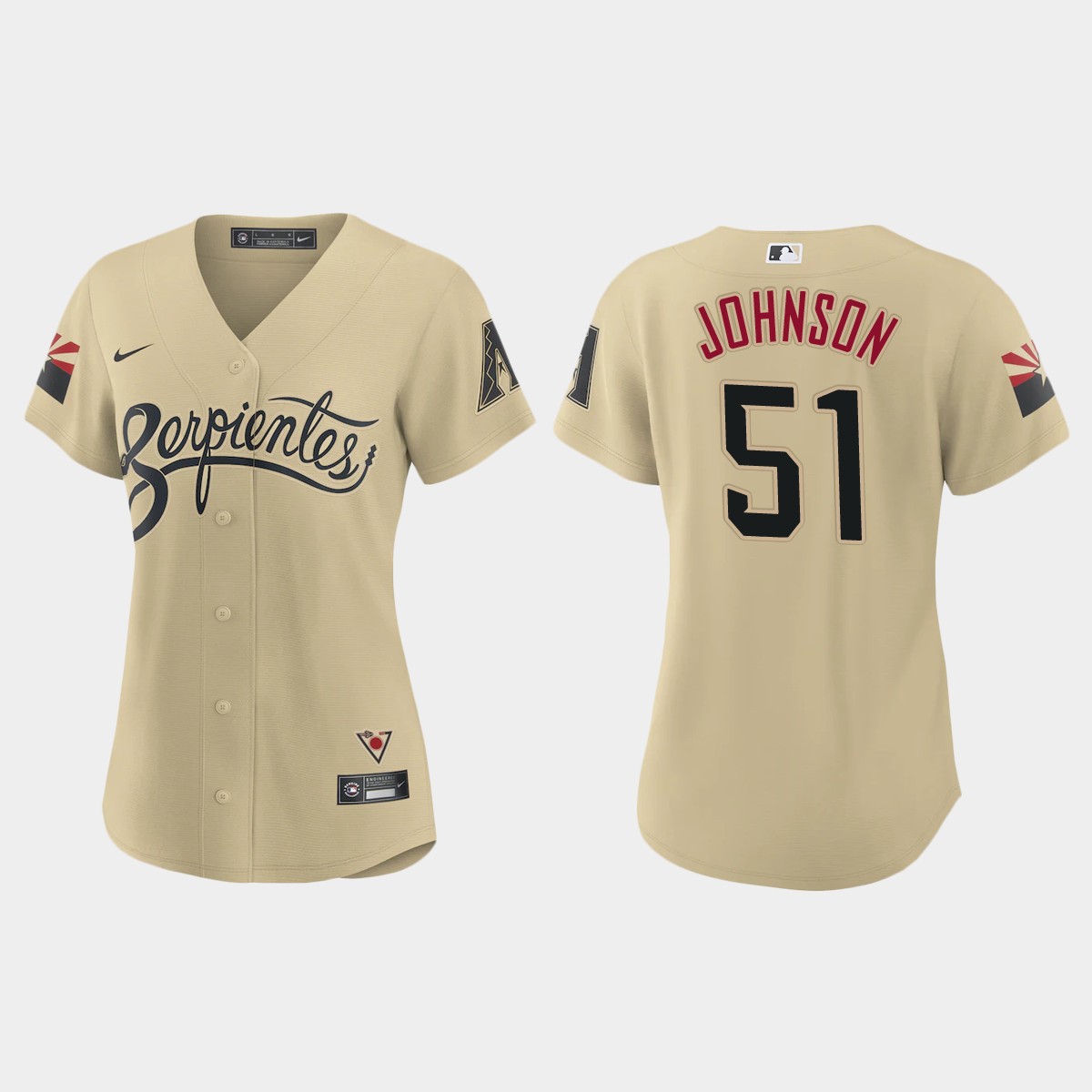 Arizona Diamondbacks #51 Randy Johnson Women's Nike 2021 City Connect MLB Jersey Gold