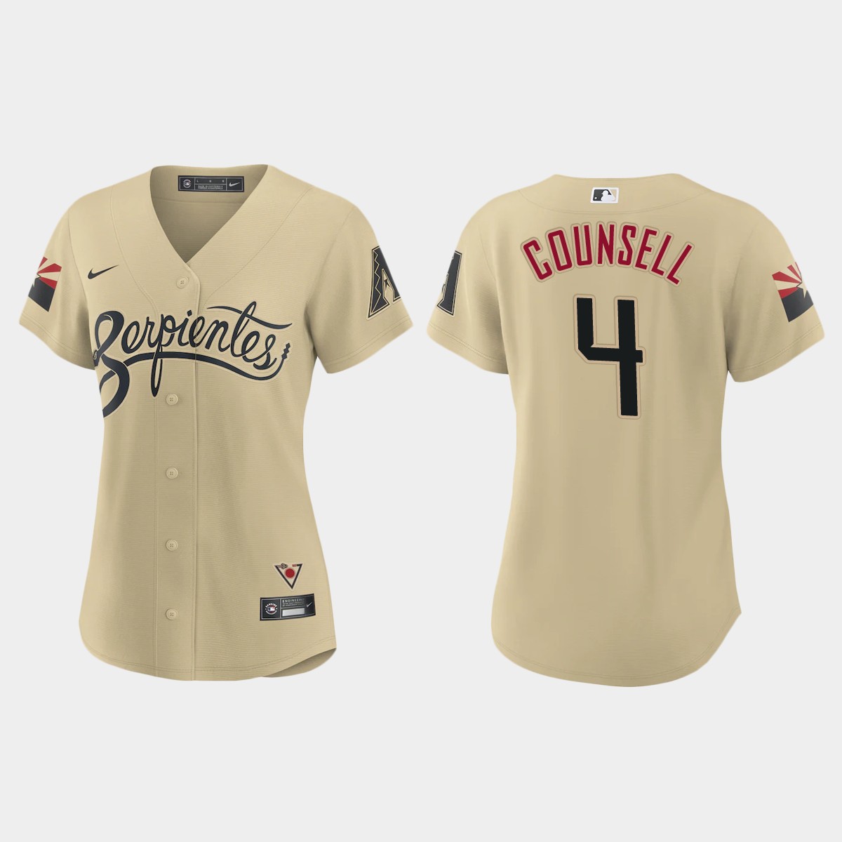 Arizona Diamondbacks #4 Craig Counsell Women's Nike 2021 City Connect MLB Jersey Gold