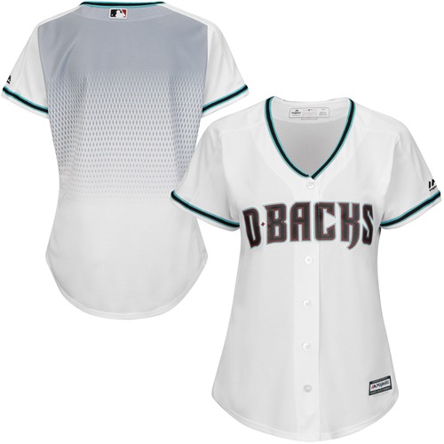 Diamondbacks Blank White Teal Home Women's Stitched Baseball Jersey