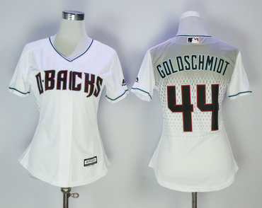 Diamondbacks 44 Paul Goldschmidt White Capri Women Cool Base Jersey