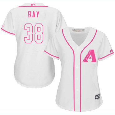 Diamondbacks #38 Robbie Ray White Pink Fashion Women's Stitched MLB Jersey