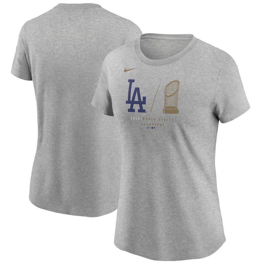 Los Angeles Dodgers Nike Women's 2020 World Series Champions Trophy T-Shirt Heather Charcoal