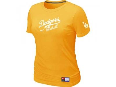 Women Los Angeles Dodgers NEW Yellow Short Sleeve Practice T-Shirt