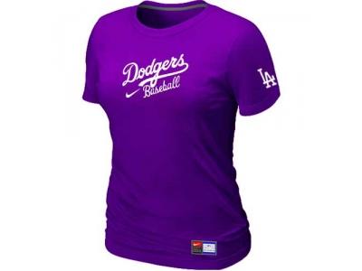 Women Los Angeles Dodgers NEW Purple Short Sleeve Practice T-Shirt