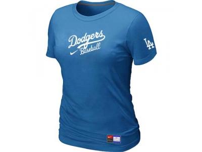 Women Los Angeles Dodgers NEW L.blue Short Sleeve Practice T-Shirt