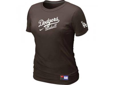 Women Los Angeles Dodgers NEW Brown Short Sleeve Practice T-Shirt