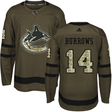 Adidas Canucks #14 Alex Burrows Green Salute to Service Stitched NHL Jersey