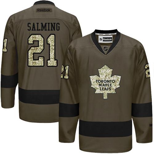 Maple Leafs #21 Borje Salming Green Salute to Service Stitched NHL Jersey