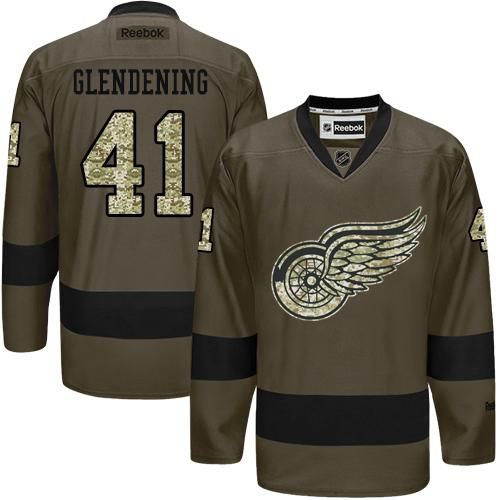 Red Wings #41 Luke Glendening Green Salute to Service Stitched NHL Jersey