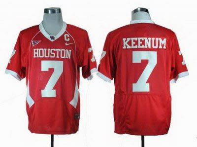 NCAA Houston Cougars Case Keenum 7 Red C-USA Patch College Football Jerseys