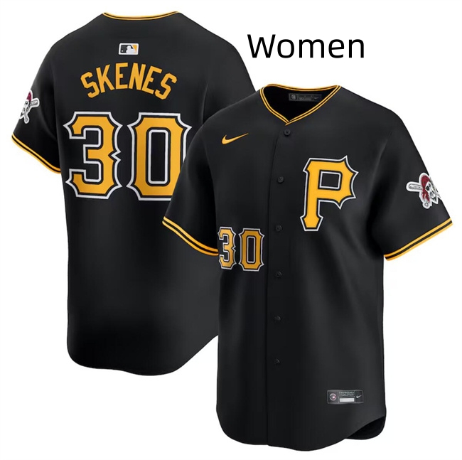 Women Pittsburgh Pirates #30 Paul Skenes Black 2024 Alternate Limited Stitched Baseball Jersey