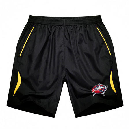 Men's Columbus Blue Jackets Black Gold Stripe Hockey Shorts