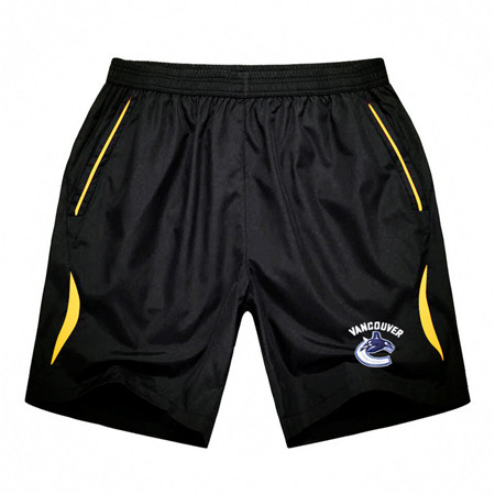 Men's Vancouver Canucks Black Gold Stripe Hockey Shorts