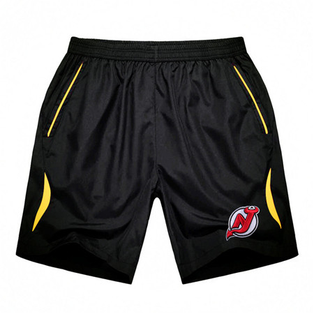 Men's New Jersey Devils Black Gold Stripe Hockey Shorts