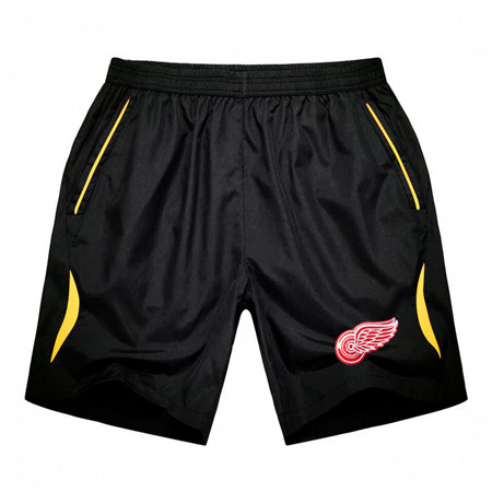 Men's Detroit Red Wings Black Gold Stripe Hockey Shorts