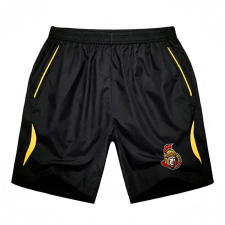 Men's Ottawa Senators Black Gold Stripe Hockey Shorts