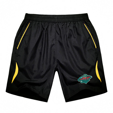 Men's Minnesota Wild Black Gold Stripe Hockey Shorts