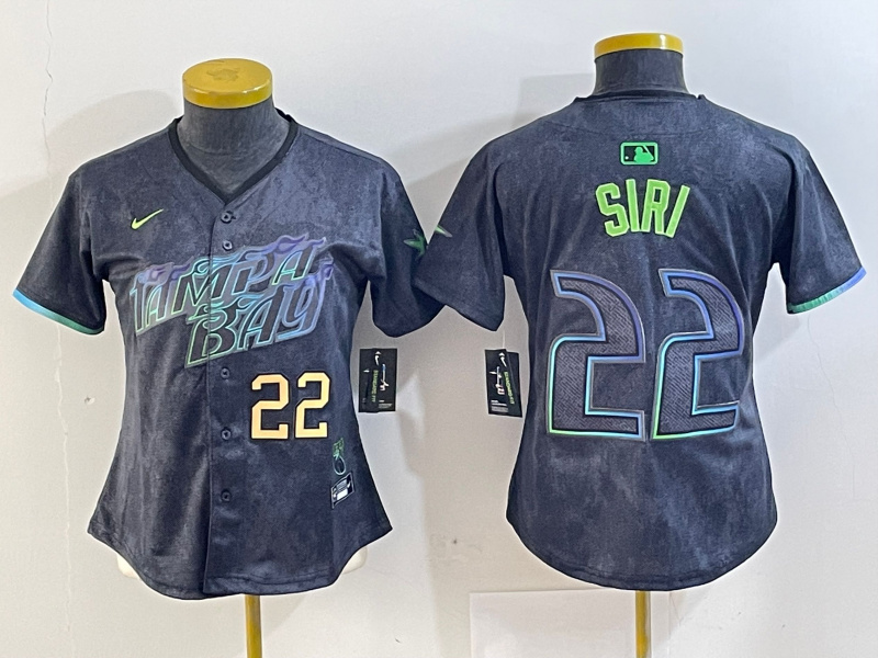 Women Tampa Bay Rays #22 Jose Siri Charcoal 2024 City Connect Limited Stitched Baseball Jersey 4