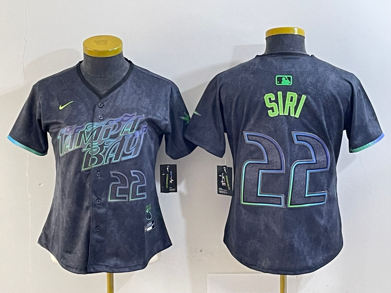 Women Tampa Bay Rays #22 Jose Siri Charcoal 2024 City Connect Limited Stitched Baseball Jersey 3